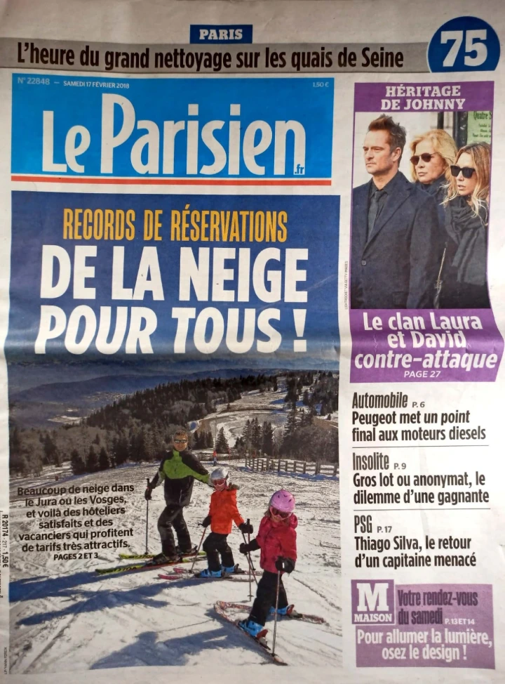 Le Parisien couverture Février 2018