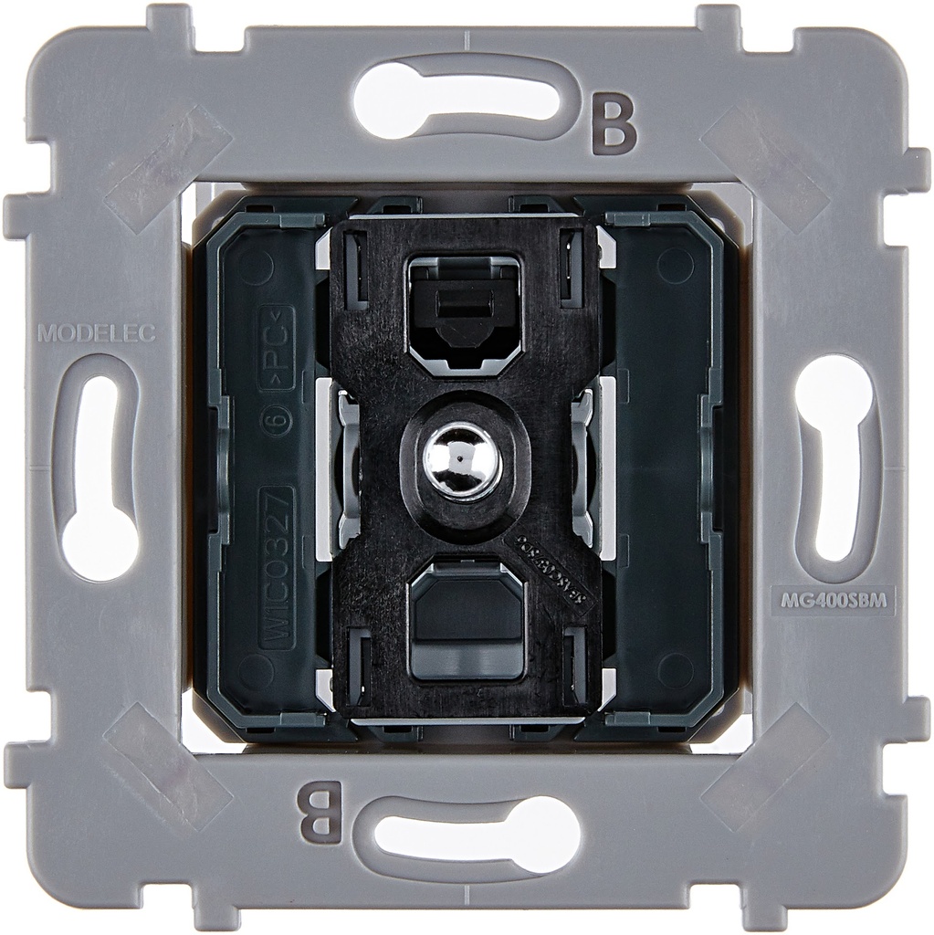 [087010GAC] Mécanisme Connexion Auto, 1 Va-et-Vient (VV) ou Bouton Poussoir (BP), pour façade Simple CONFIDENCE (Acier Brillant)
