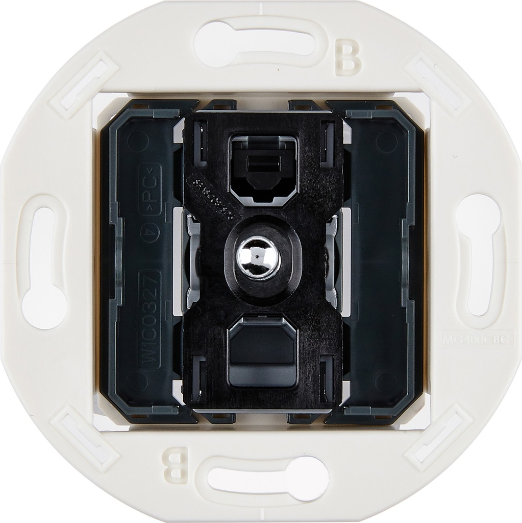[087010WAC] Mécanisme Connexion Auto, 1 Va-et-Vient (VV) ou Bouton Poussoir (BP), pour façade Simple IRIS (Acier Brillant)