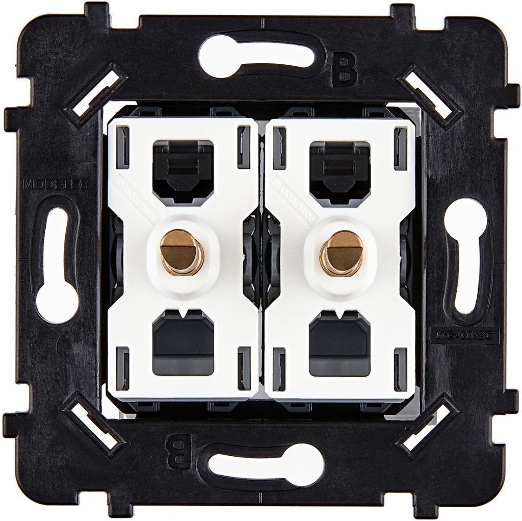 Mécanisme Connexion Auto, 2 Va-et-Vient (VV) ou Boutons Poussoir (BP), pour façade Simple HITERA