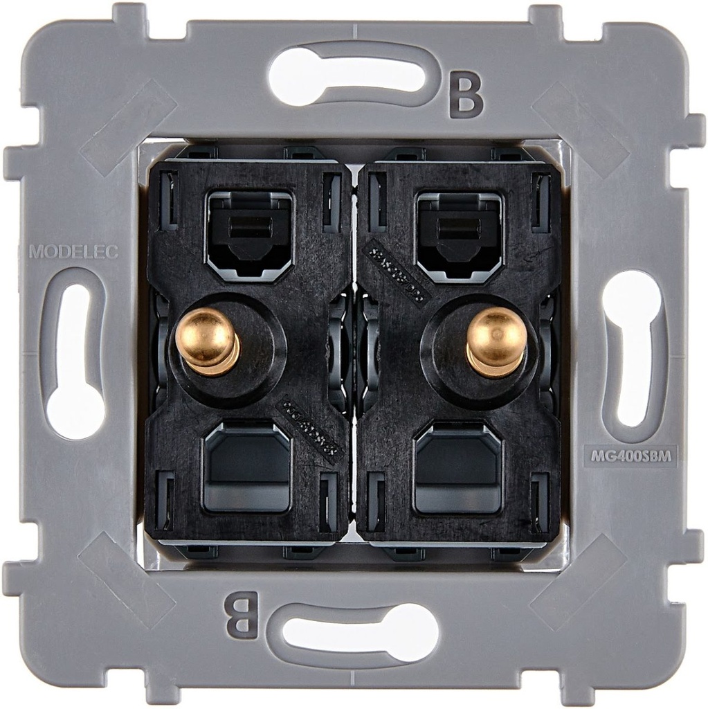 Mécanisme Connexion Auto, 2 Va-et-Vient (VV) ou Boutons Poussoir (BP), pour façade Simple CONFIDENCE