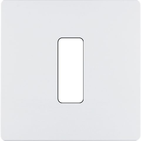 [131521M] Façade Simple COLLECTION M, Magnétique, Aluminium, pour 1 Bouton Plat (Blanc Mat)