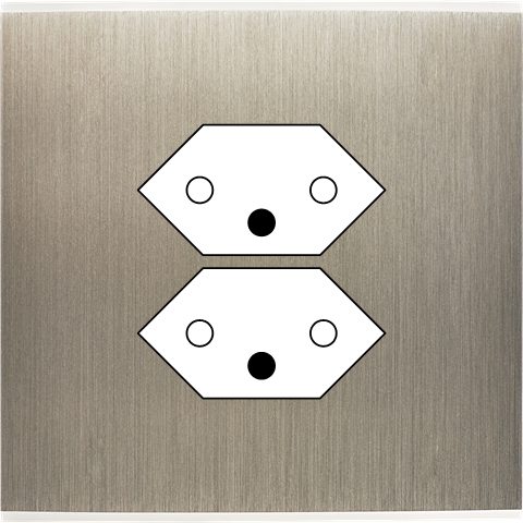 [190412M-DS] Façade Simple CONFIDENCE, Magnétique, Laiton, pour Prise de Courant (Acier Brossé, Double Suisse)