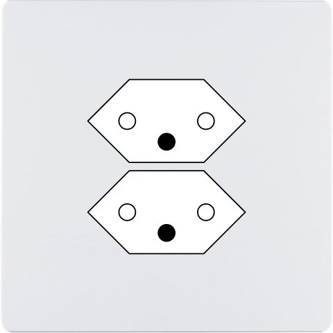 [190521M-DS] Façade Simple COLLECTION M, Magnétique, Aluminium, pour Prise de Courant (Blanc Mat, Double Suisse)