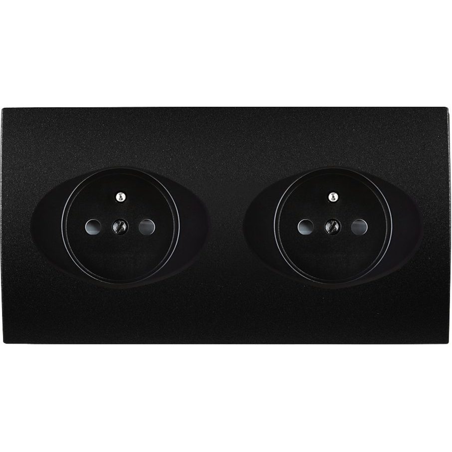 Façade Double Horizontale KARO, A vis, Plastique, pour 2 Prises de Courant