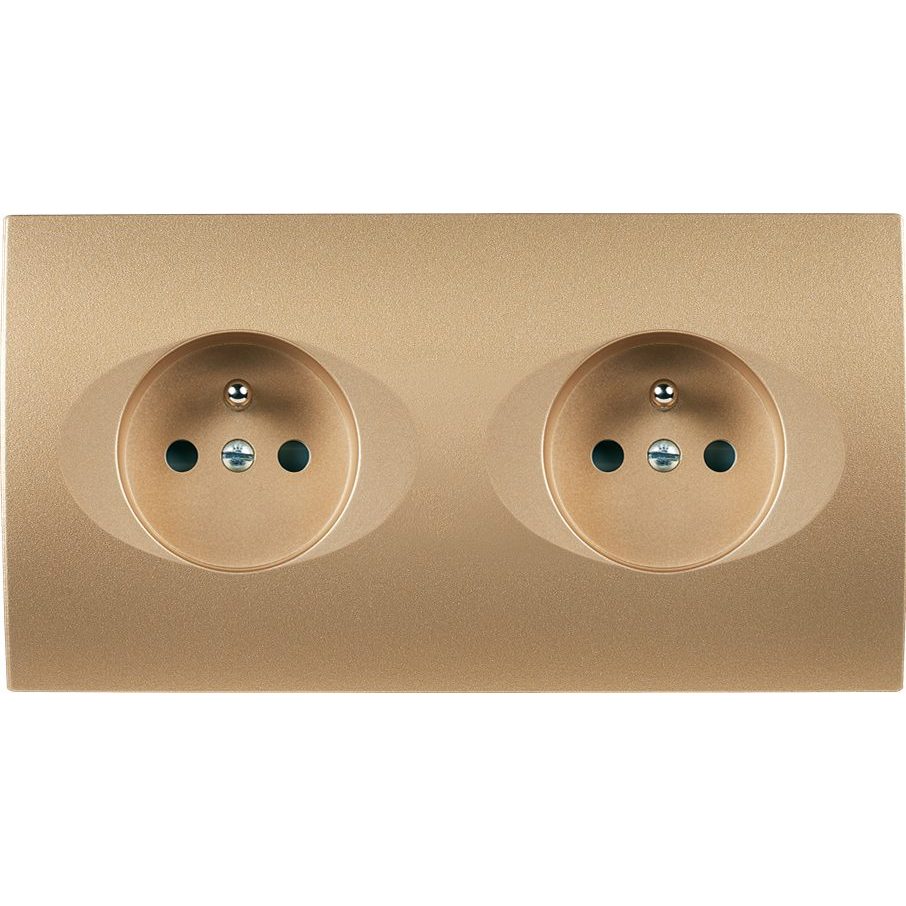 Façade Double Horizontale KARO, A vis, Plastique, pour 2 Prises de Courant
