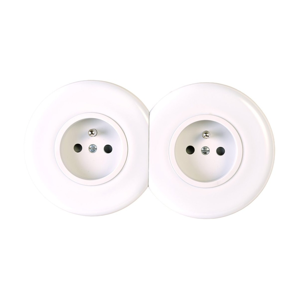 [260361] Façade Double Horizontale IRIS by MODELEC, A clip, Porcelaine, pour 2 Prises de Courant (Finition Porcelaine Blanche, N/A SPÉCIFIQUE)
