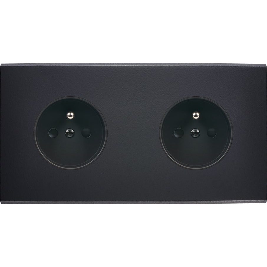 Façade Double Horizontale CONFIDENCE, Magnétique, Laiton, pour 2 Prises de Courant
