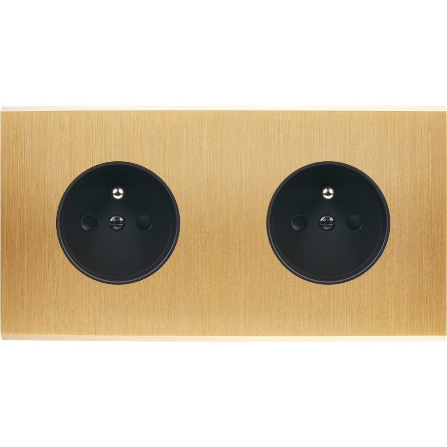 Façade Double Horizontale CONFIDENCE, Magnétique, Laiton, pour 2 Prises de Courant