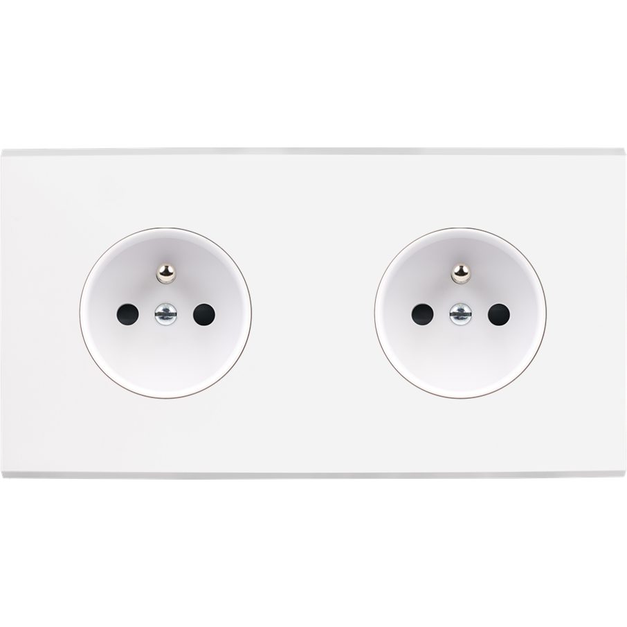 Façade Double Horizontale CONFIDENCE, Magnétique, Laiton, pour 2 Prises de Courant