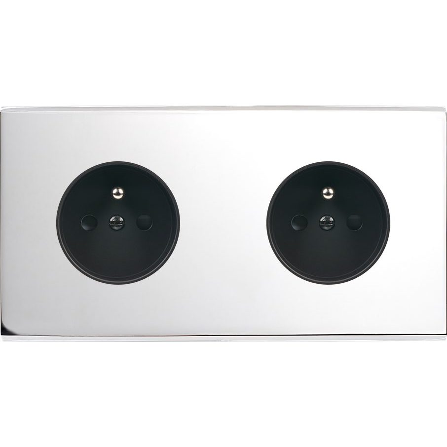 Façade Double Horizontale CONFIDENCE, Magnétique, Laiton, pour 2 Prises de Courant