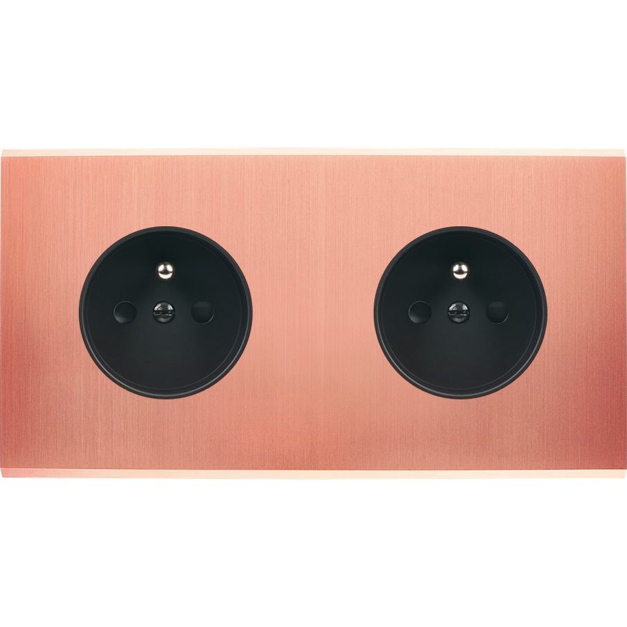Façade Double Horizontale CONFIDENCE, Magnétique, Laiton, pour 2 Prises de Courant