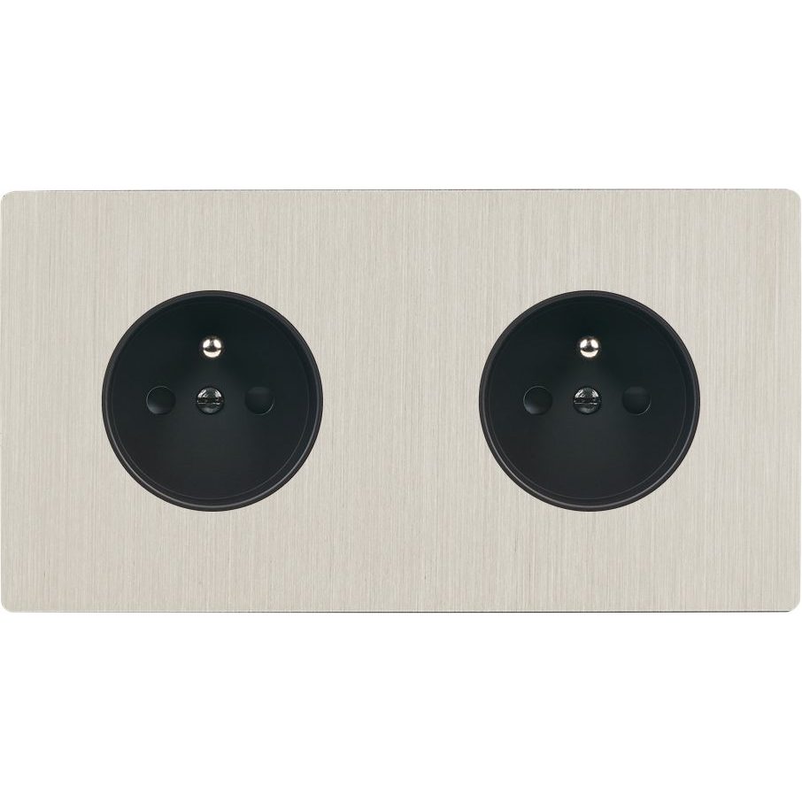 Façade Double Horizontale COLLECTION M, Magnétique, Laiton, pour 2 Prises de Courant
