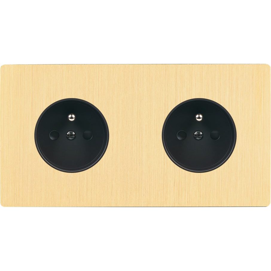 Façade Double Horizontale COLLECTION M, Magnétique, Laiton, pour 2 Prises de Courant