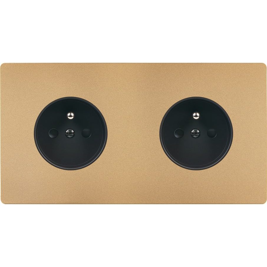 Façade Double Horizontale COLLECTION M, Magnétique, Laiton, pour 2 Prises de Courant