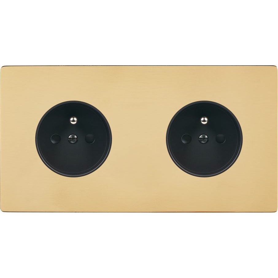 Façade Double Horizontale COLLECTION M, Magnétique, Laiton, pour 2 Prises de Courant