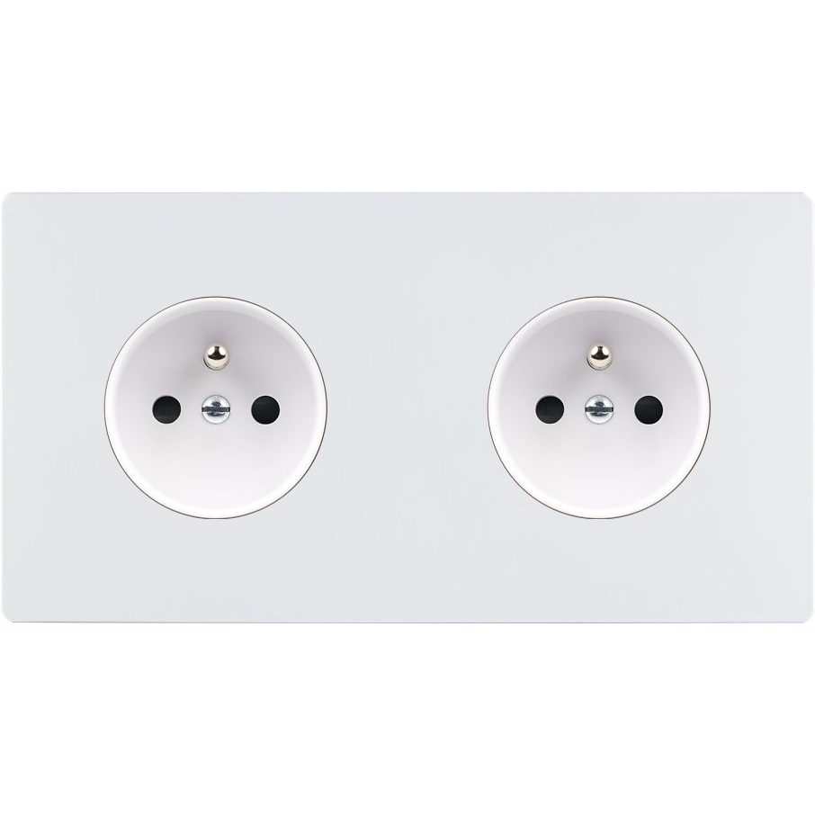 [260521M] Façade Double Horizontale COLLECTION M, Magnétique, Aluminium, pour 2 Prises de Courant (Blanc Mat, N/A SPÉCIFIQUE)