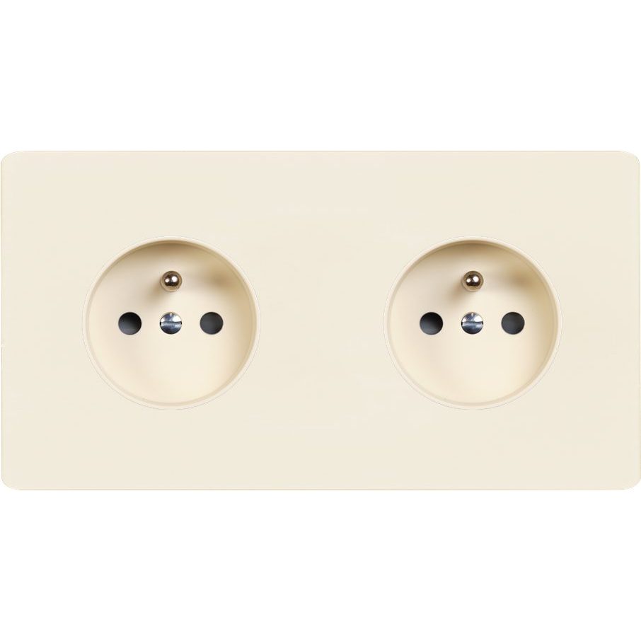 Façade Double Horizontale COLLECTION M, Magnétique, Aluminium, pour 2 Prises de Courant