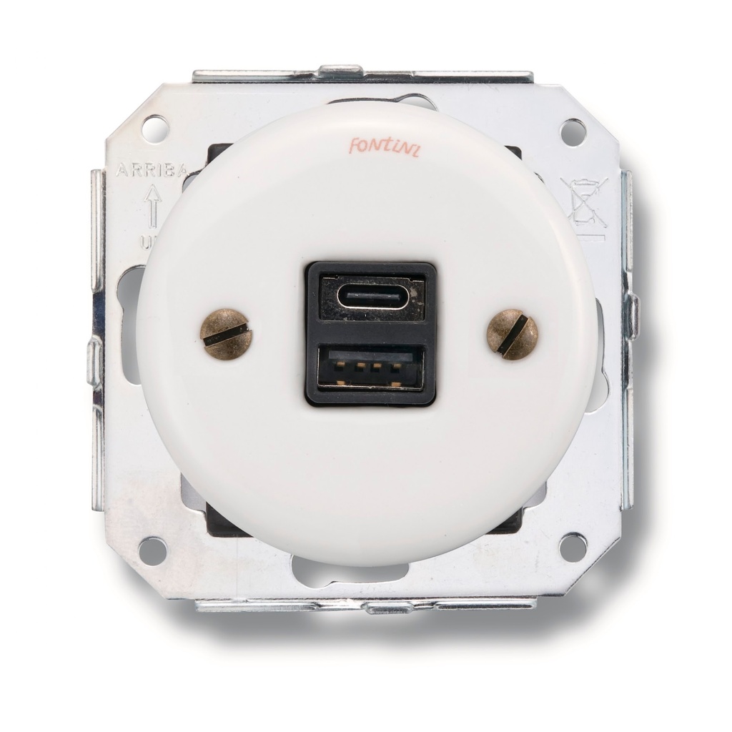 [31766172] Chargeur USB A+C GARBY COLONIAL (Finition Porcelaine Blanche)