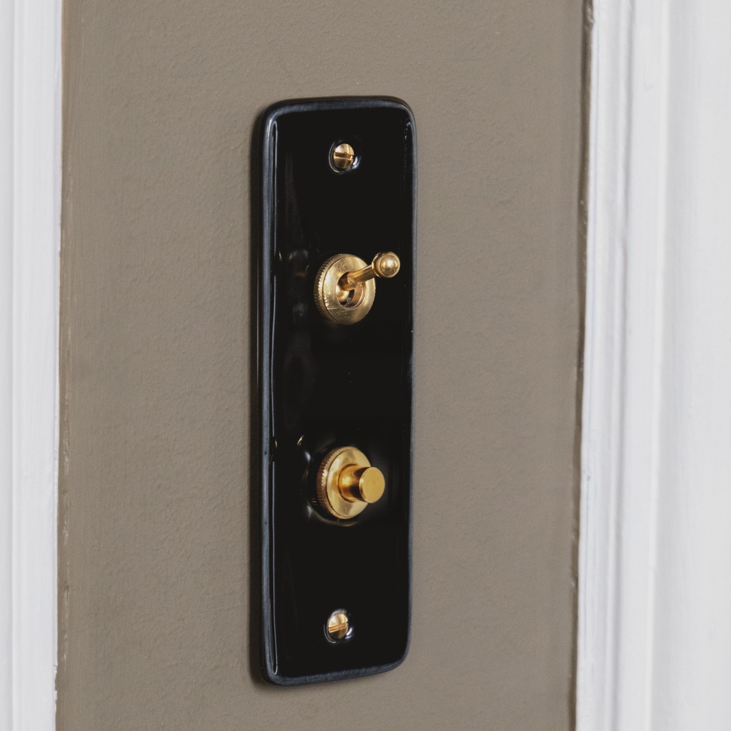 Bouton Poussoir à levier + Bouton Poussoir Push HAUSSMANN Doré