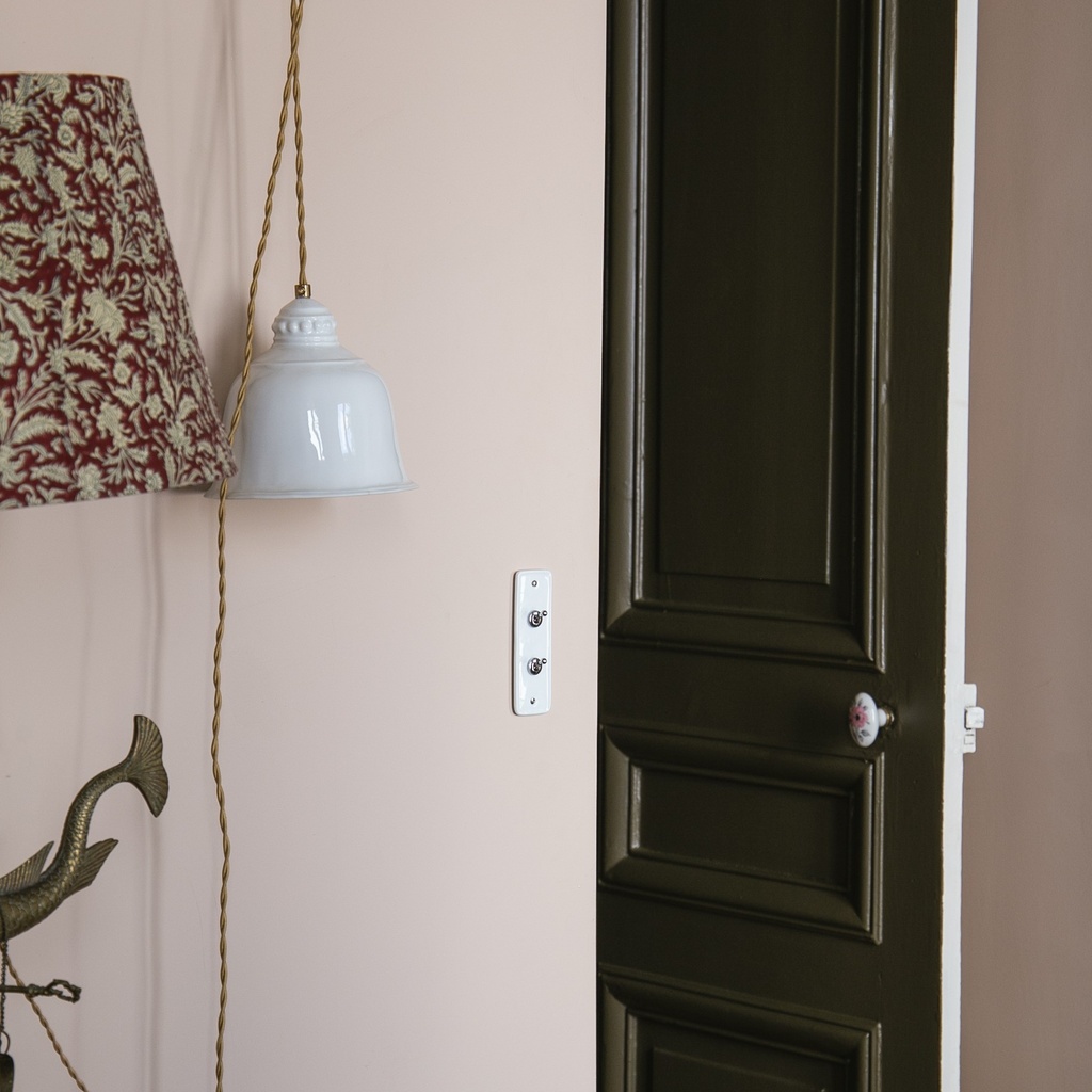 [3-HAUS-BC-BPLVV] Bouton Poussoir à levier + Va-et-Vient HAUSSMANN Chromé (Blanc)