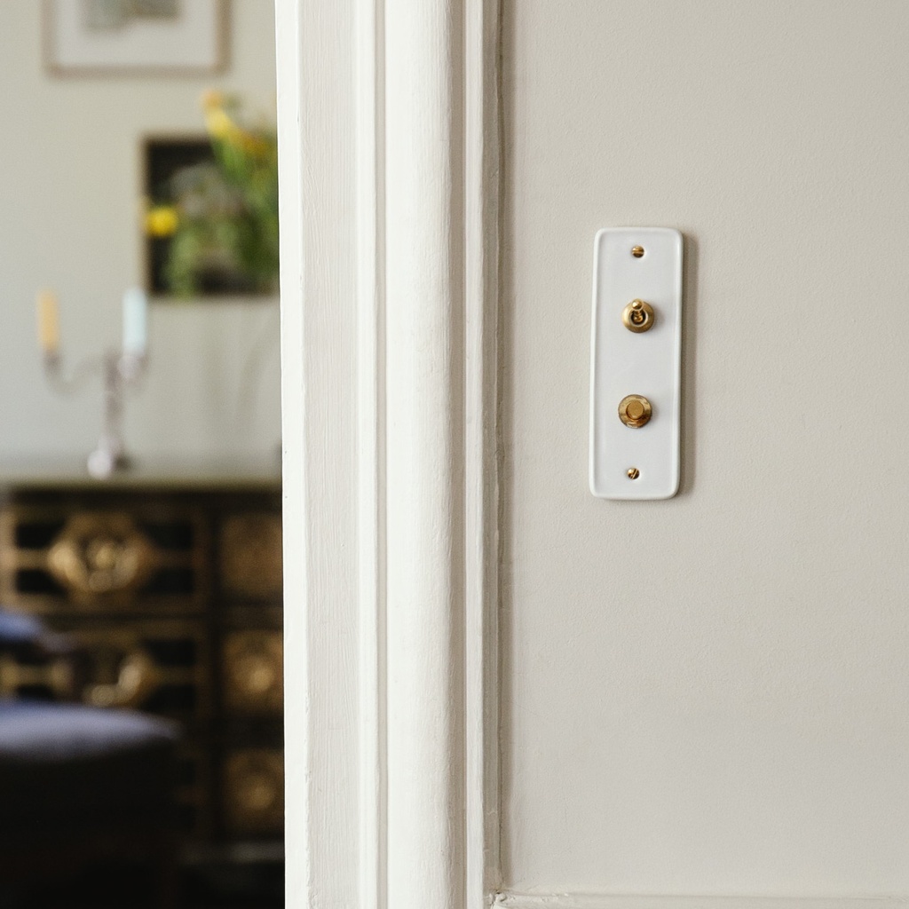 [3-HAUS-BD-VVBP] Va-et-Vient + Bouton Poussoir Push HAUSSMANN Doré (Blanc)