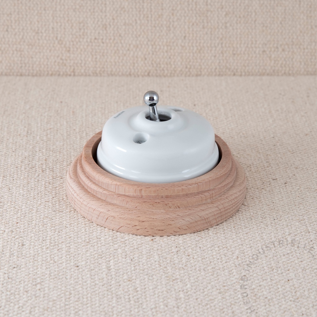 Appareillage complet DIMBLER sur Socle Bois - 1 Bouton Poussoir