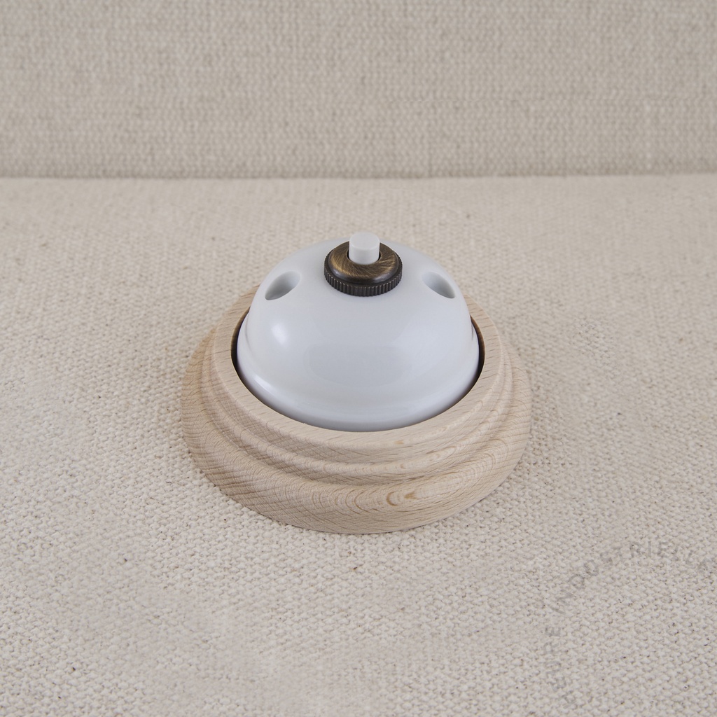 Appareillage complet GARBY sur Socle Bois - 1 Bouton Poussoir Rond