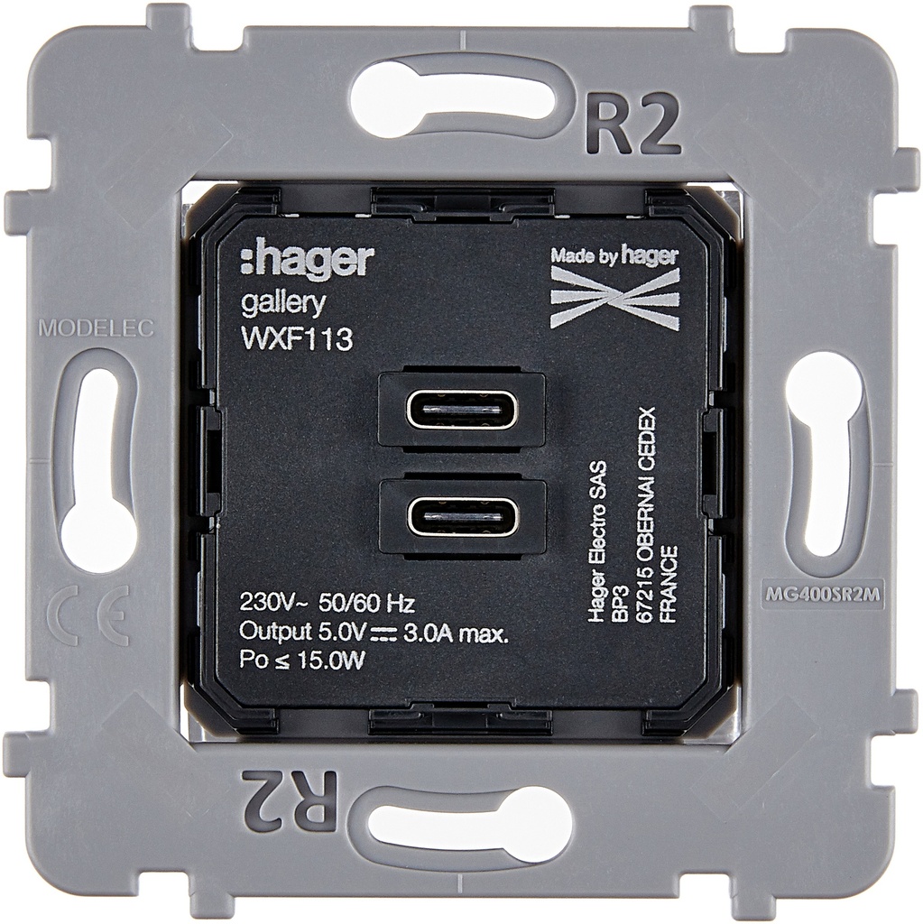 Mécanisme Connexion Auto, Chargeur Double USB CC, pour façade Simple CONFIDENCE / FASCINATION / M