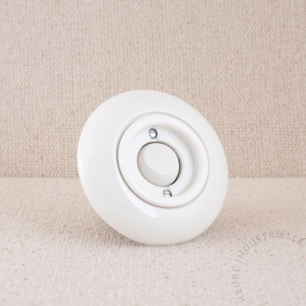 Appareillage complet PORCELAINE - 1 Bouton Poussoir Rocker + Sans Symbole