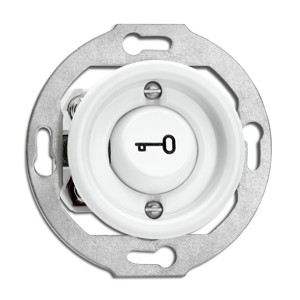 Mécanisme PORCELAINE BLANCHE - Bouton poussoir à bascule symbole clé