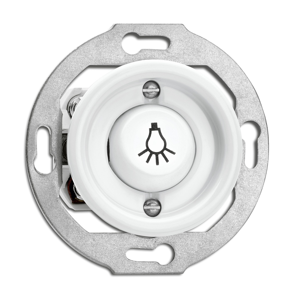 Mécanisme PORCELAINE BLANCHE - Bouton poussoir à bascule symbole lumière