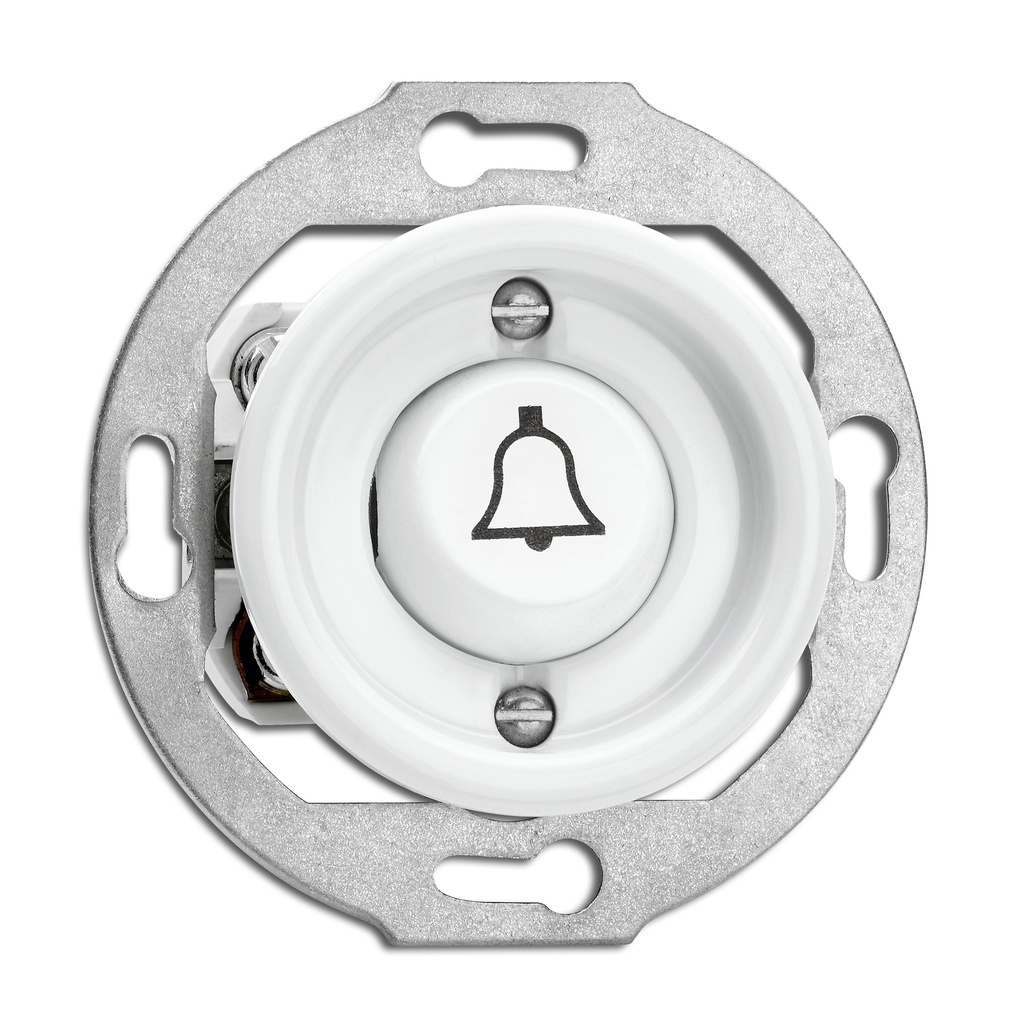 Mécanisme PORCELAINE BLANCHE - Bouton poussoir à bascule symbole sonnette
