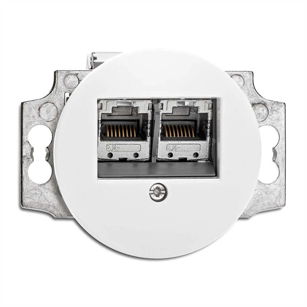Mécanisme PORCELAINE BLANCHE - Prise RJ45 double Cat.6