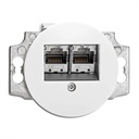 Mécanisme PORCELAINE BLANCHE - Prise RJ45 double Cat.6