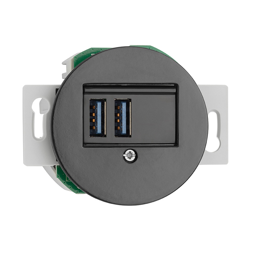 Mécanisme PORCELAINE NOIRE - Chargeur USB A+A