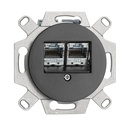 Mécanisme PORCELAINE NOIRE - Prise RJ45 double Cat.6