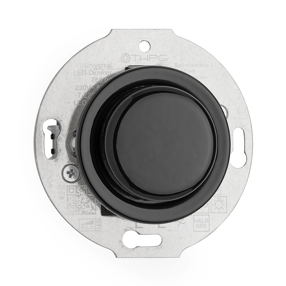 Mécanisme PORCELAINE NOIRE - Variateur rotatif universel LED 3-80W / 7-200W/VA