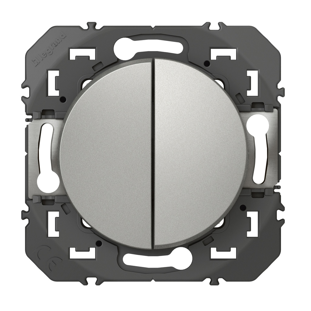 [L600102] Double interrupteur ou va-et-vient dooxie 10AX 250V~ (Finition Aluminium)