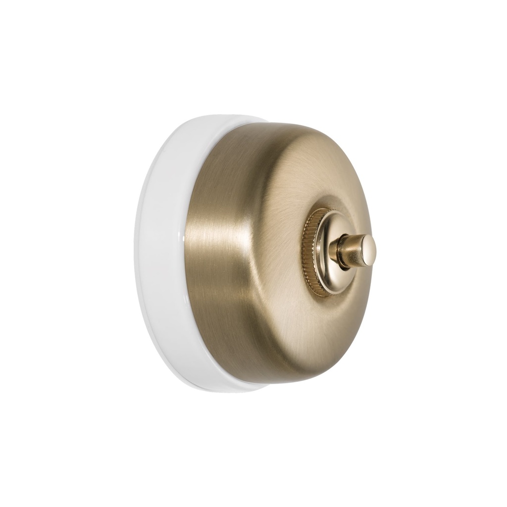 Bouton Poussoir rond DIMBLER Métal base porcelaine blanche