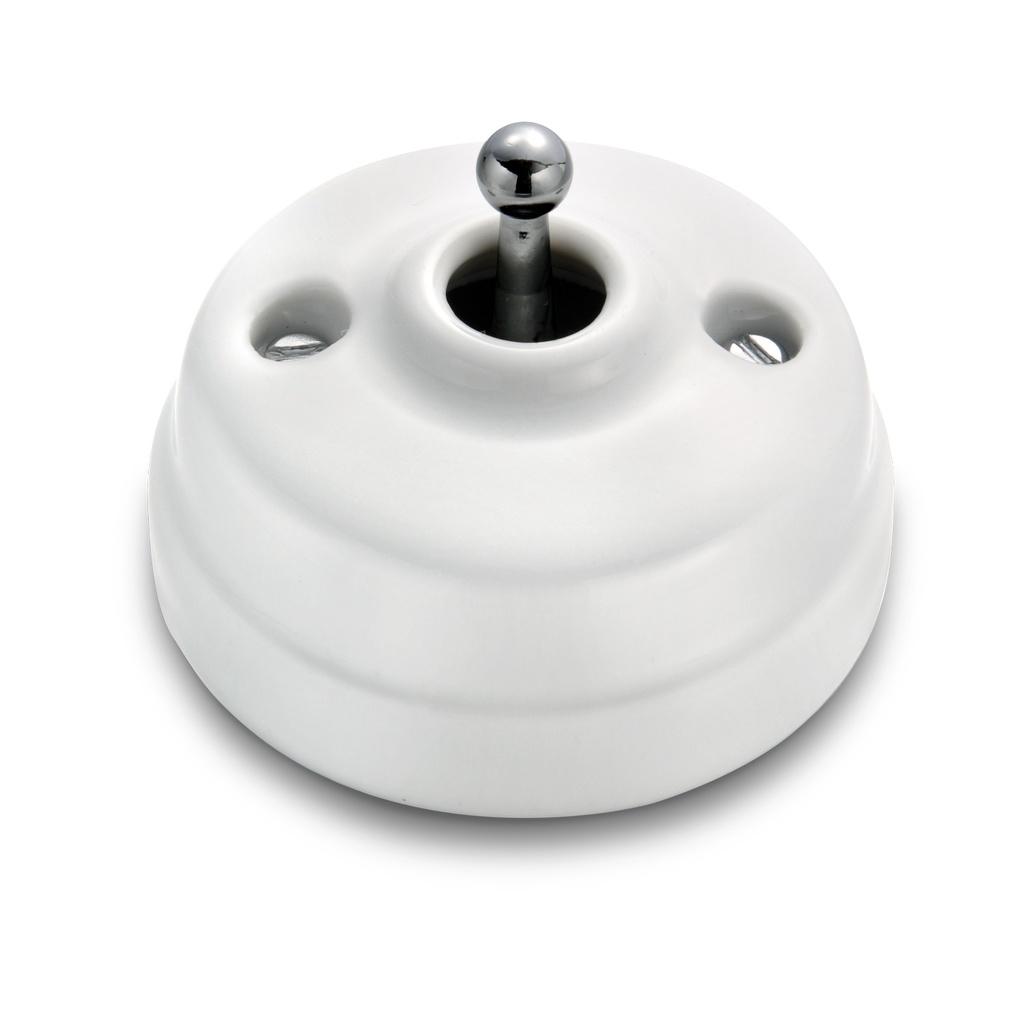 [60312642] Bouton poussoir à levier DIMBLER Porcelaine blanche (Chrome Brillant)
