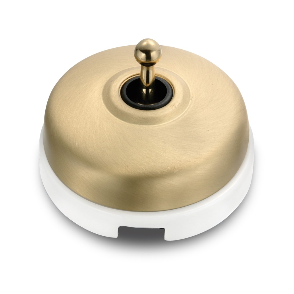 Interrupteur bipolaire DIMBLER Métal base porcelaine blanche avec passe-câble