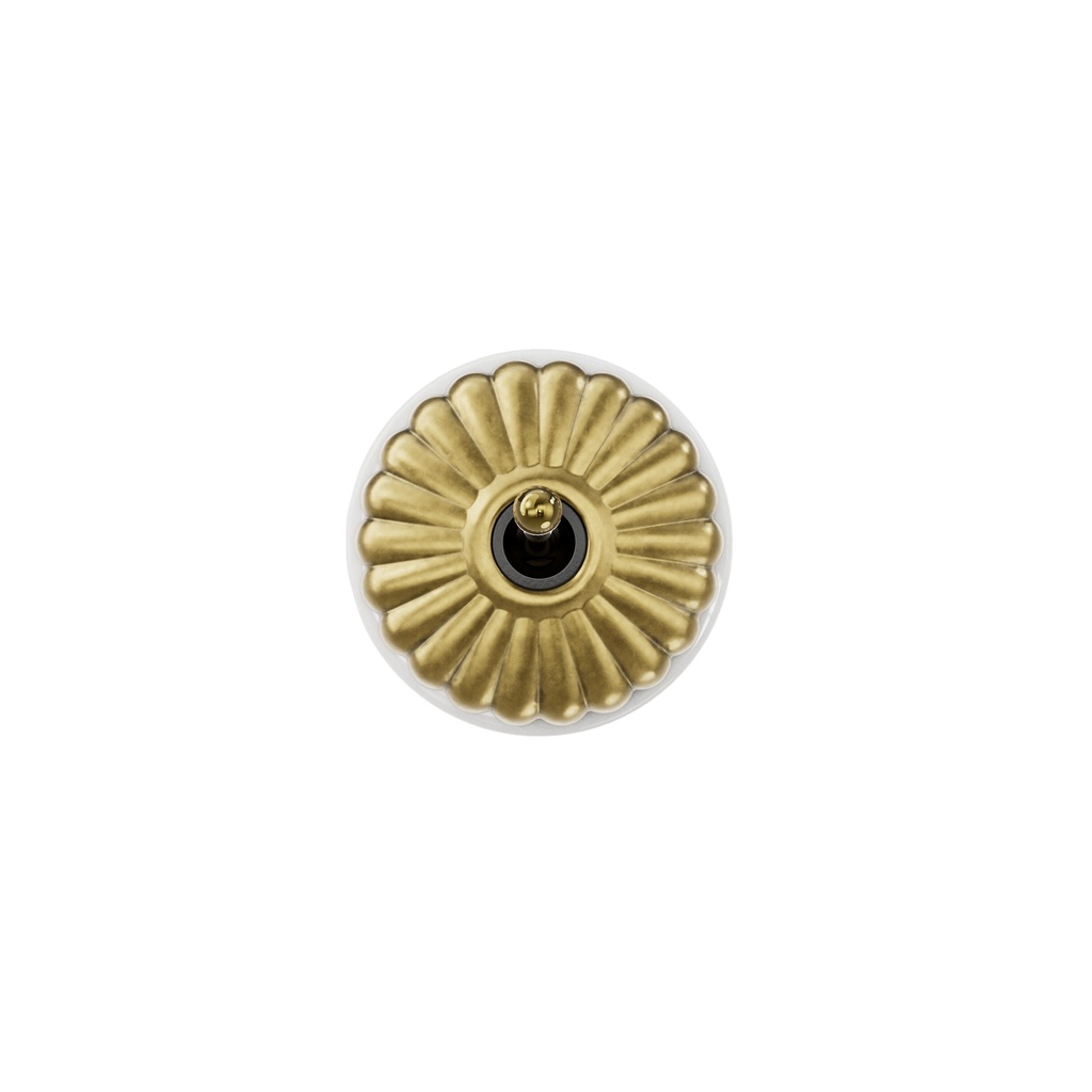 Bouton Poussoir à levier DIMBLER CHARLOTTE base porcelaine blanche avec passe-câble