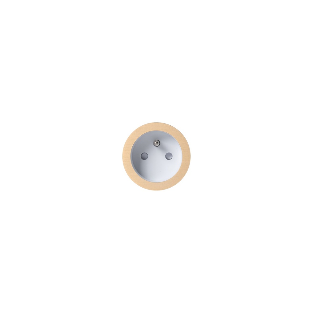 [8800-2057] Rond 2.0 Small Trim (Ø52 mm) - Prise de Courant Blanche 2P+T Retrofit / Easyfit / Backfit (Doré, Laiton Brossé)