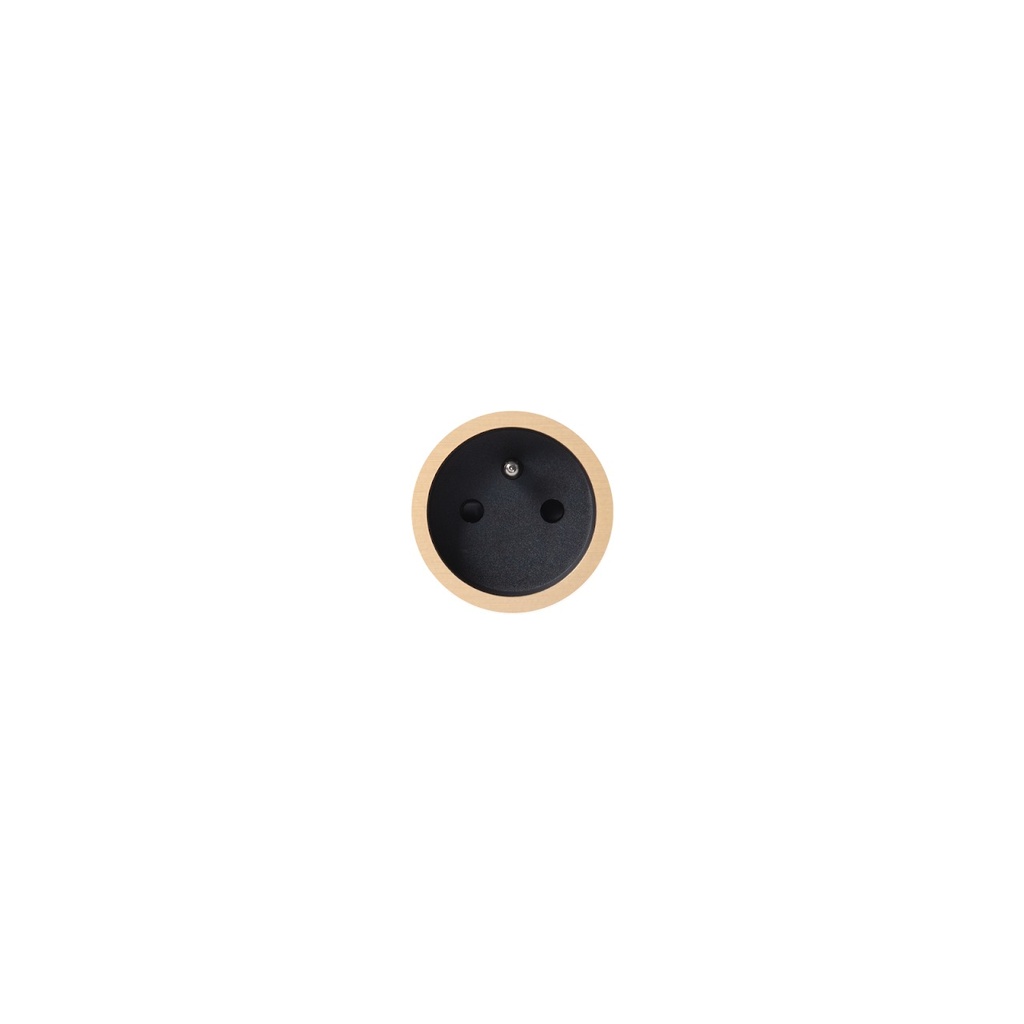 [8800-2031] Rond 2.0 Trimless (Ø48 mm) - Prise de Courant Noire 2P+T Retrofit / Easyfit / Backfit (Doré, Laiton Brossé)