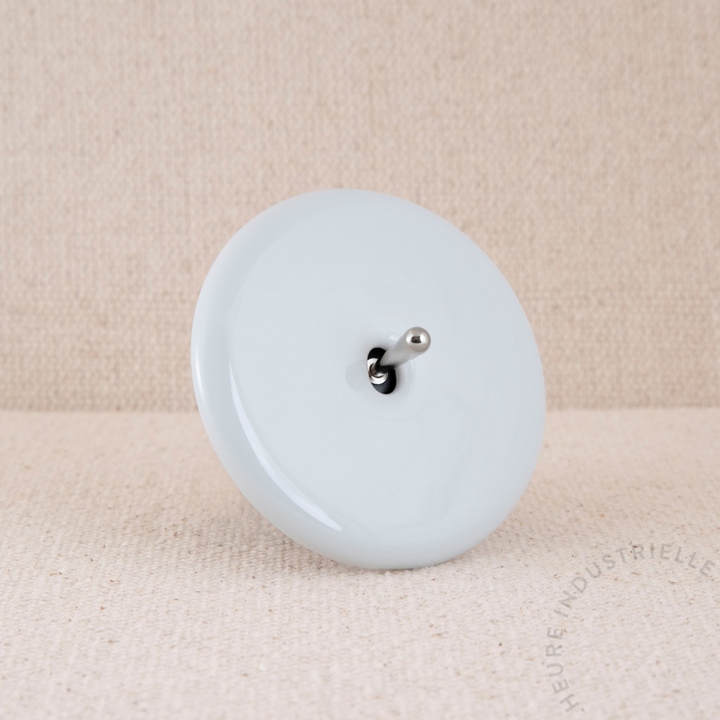 [MOD361010AC] Appareillage complet IRIS - 1 Va-et-Vient (VV) ou Bouton Poussoir (BP) (Céramique, Blanc, Levier Acier)