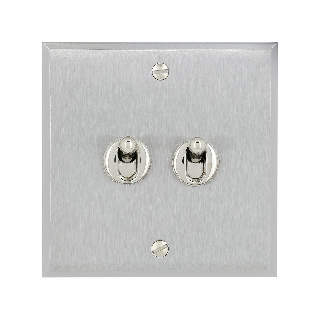 [L67112] Interrupteur ART MÉMOIRE Double Bouton Poussoir (BP), 1 Poste (Métal, Acier Brossé)
