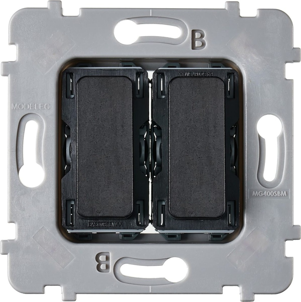 [087020G541] Mécanisme Connexion Auto, 2 Va-et-Vient (VV) ou Boutons Poussoir (BP), pour façade Simple COLLECTION M (Métal, Acier Verni, N/A LED)