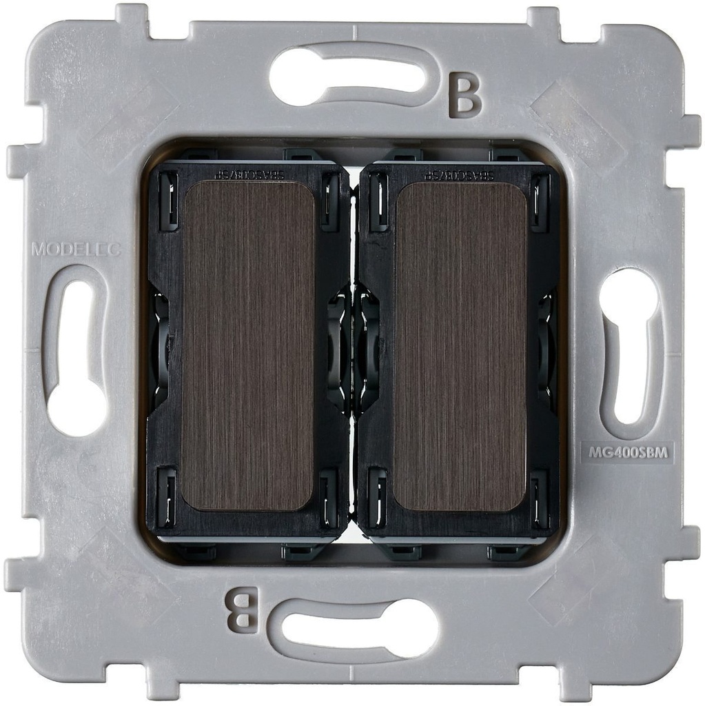 Mécanisme Connexion Auto, 2 Va-et-Vient (VV) ou Boutons Poussoir (BP), pour façade Simple COLLECTION M