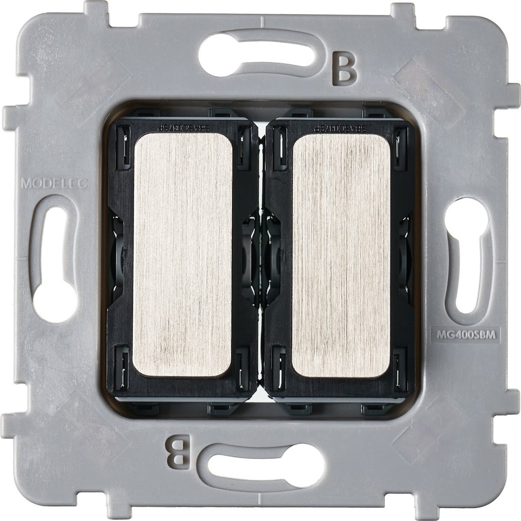Mécanisme Connexion Auto, 2 Va-et-Vient (VV) ou Boutons Poussoir (BP), pour façade Simple COLLECTION M